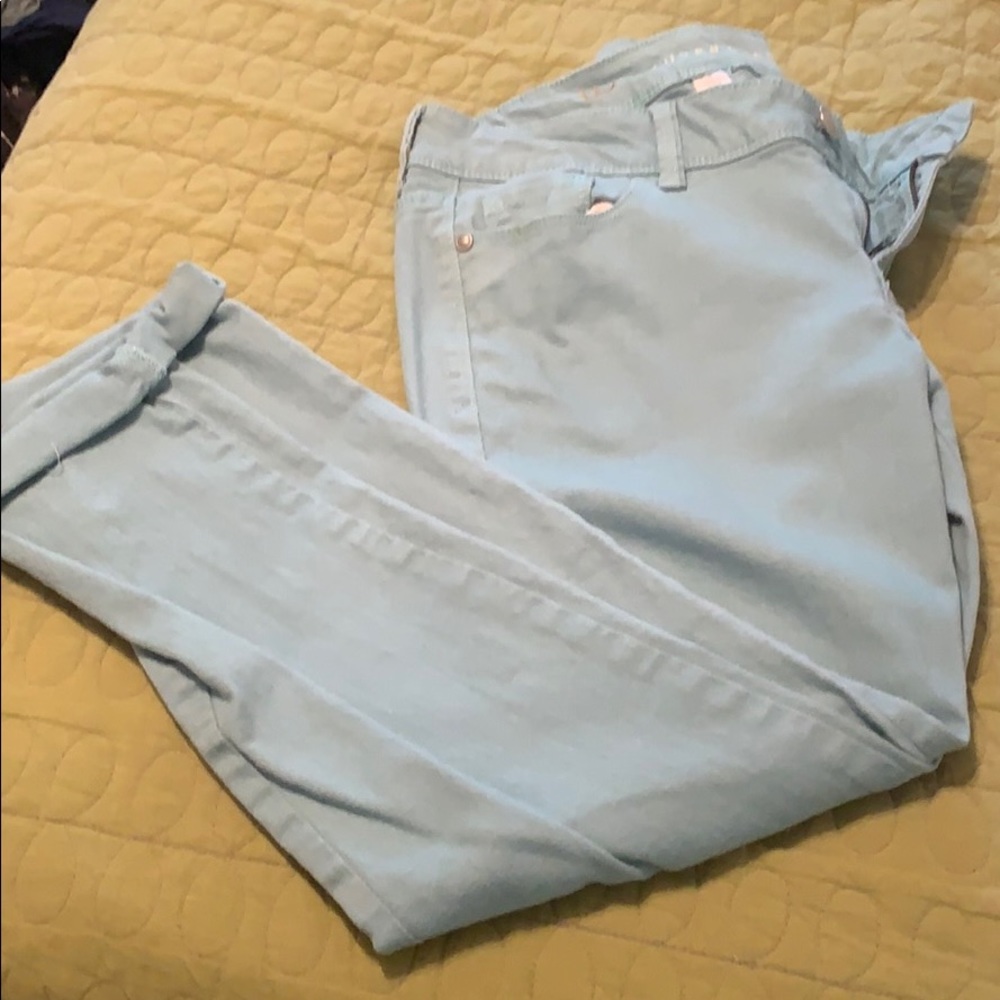Lauren Conrad light turquoise skinny jeans